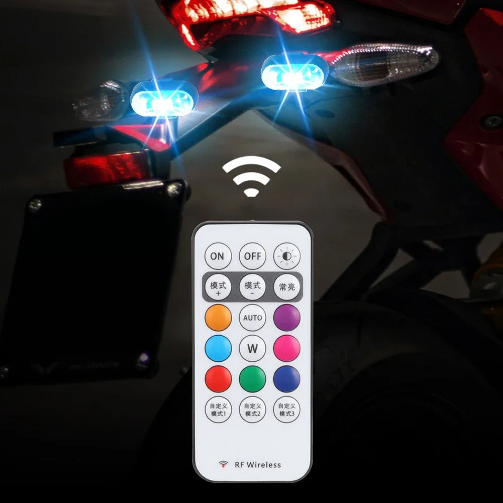 Car Motorcycle RGB LED Strobe Lights 8 Colors LED Flash Position Wireless